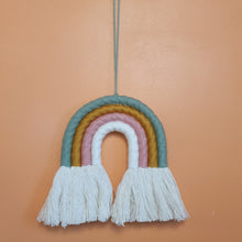 Load image into Gallery viewer, Macrame Rainbow Wall Art - Turquoise &amp; Pink

