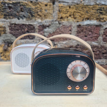 Load image into Gallery viewer, Retro Bluetooth Speakers - Forest Green & Gold