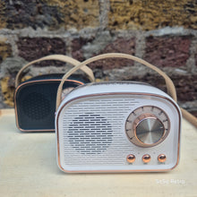Load image into Gallery viewer, Retro Bluetooth Speakers - Cream & Gold
