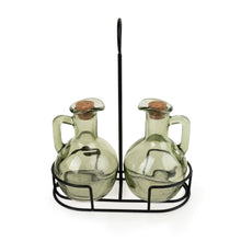 Load image into Gallery viewer, Set of 2 Oil Bottles on Stand - Green 2pk