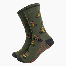 Load image into Gallery viewer, Mountain Bike Bamboo Socks in Khaki