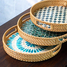 Load image into Gallery viewer, Rattan Serving Tray - Wicker Coffee Table Centerpiece Tray
