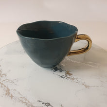 Load image into Gallery viewer, SoSo Retro Candy Coloured Mugs - Teal & Gold