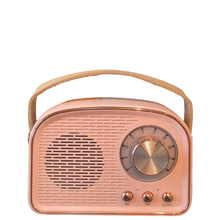 Load image into Gallery viewer, Retro Bluetooth Speakers - Candy Floss Pink & Gold