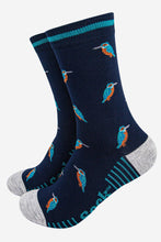 Load image into Gallery viewer, Men's Bamboo Socks - Navy Blue/Light Grey, Kingfishers