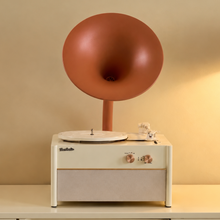 Load image into Gallery viewer, Retro Gramophone Record Player with Bluetooth - Cream & Orange