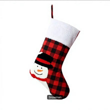 Load image into Gallery viewer, Red & Black Tartan Christmas Stocking - Snowman