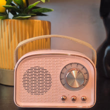 Load image into Gallery viewer, Retro Bluetooth Speakers - Candy Floss Pink & Gold