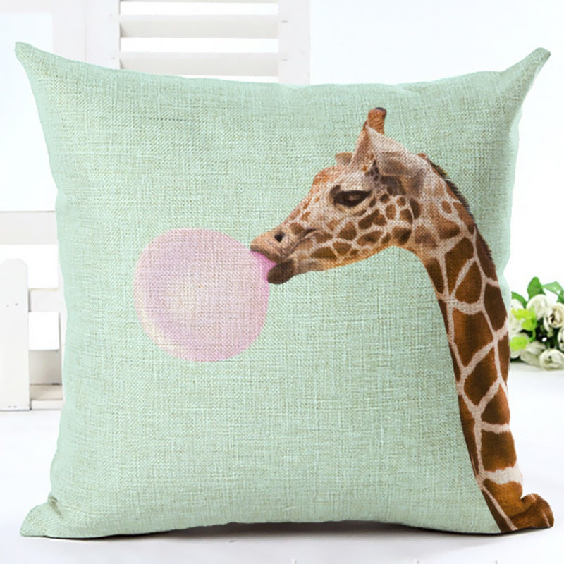 Giraffe Mint & Pink Cushion Cover