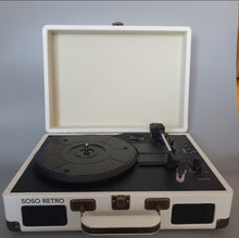 Load image into Gallery viewer, SoSo Retro Bluetooth Record Player - White and Brass