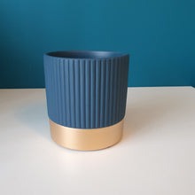 Load image into Gallery viewer, SoSo Retro Colour Block Ceramic Plant Pot - Golden Yellow &amp; Gold
