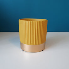 Load image into Gallery viewer, SoSo Retro Colour Block Ceramic Plant Pot - Navy &amp; Gold
