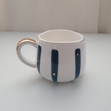 Load image into Gallery viewer, Gold accent and olive stripes mug
