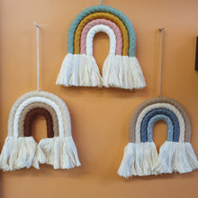 Load image into Gallery viewer, Macrame Rainbow Wall Art - White &amp; Brown
