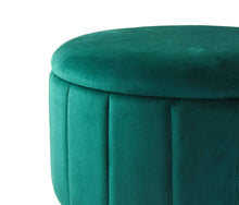Load image into Gallery viewer, Round Metal Storage Ottoman in Emerald Green 1PK
