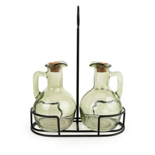 Load image into Gallery viewer, Set of 2 Oil Bottles on Stand - Green 2pk

