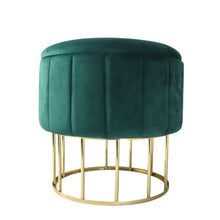 Load image into Gallery viewer, Round Metal Storage Ottoman in Emerald Green 1PK
