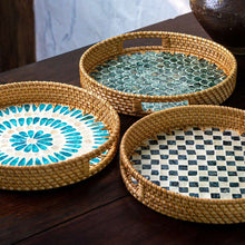 Load image into Gallery viewer, Rattan Serving Tray - Wicker Coffee Table Centerpiece Tray
