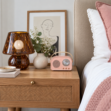 Load image into Gallery viewer, Retro Bluetooth Speakers - Candy Floss Pink &amp; Gold
