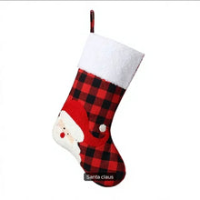 Load image into Gallery viewer, Red &amp; Black Tartan Christmas Stocking - Santa
