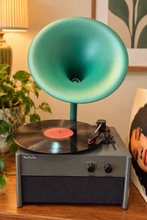 Load image into Gallery viewer, Retro Gramophone Record Player with Bluetooth - Black &amp; Green
