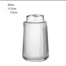 Load image into Gallery viewer, Luxury Retro Vertical Stripe Glass Vase With Gold Rim

