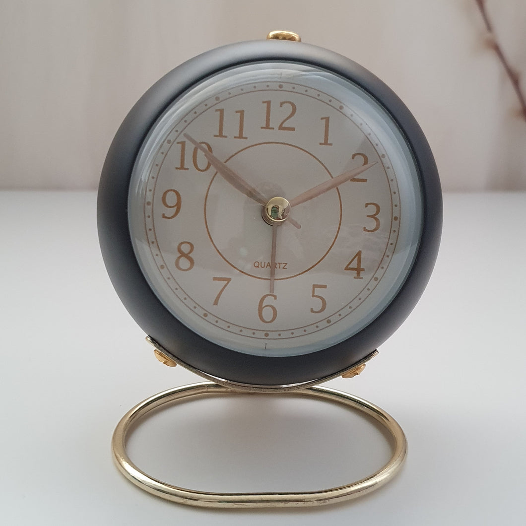 Retro Style Alarm Clock - Black & Gold