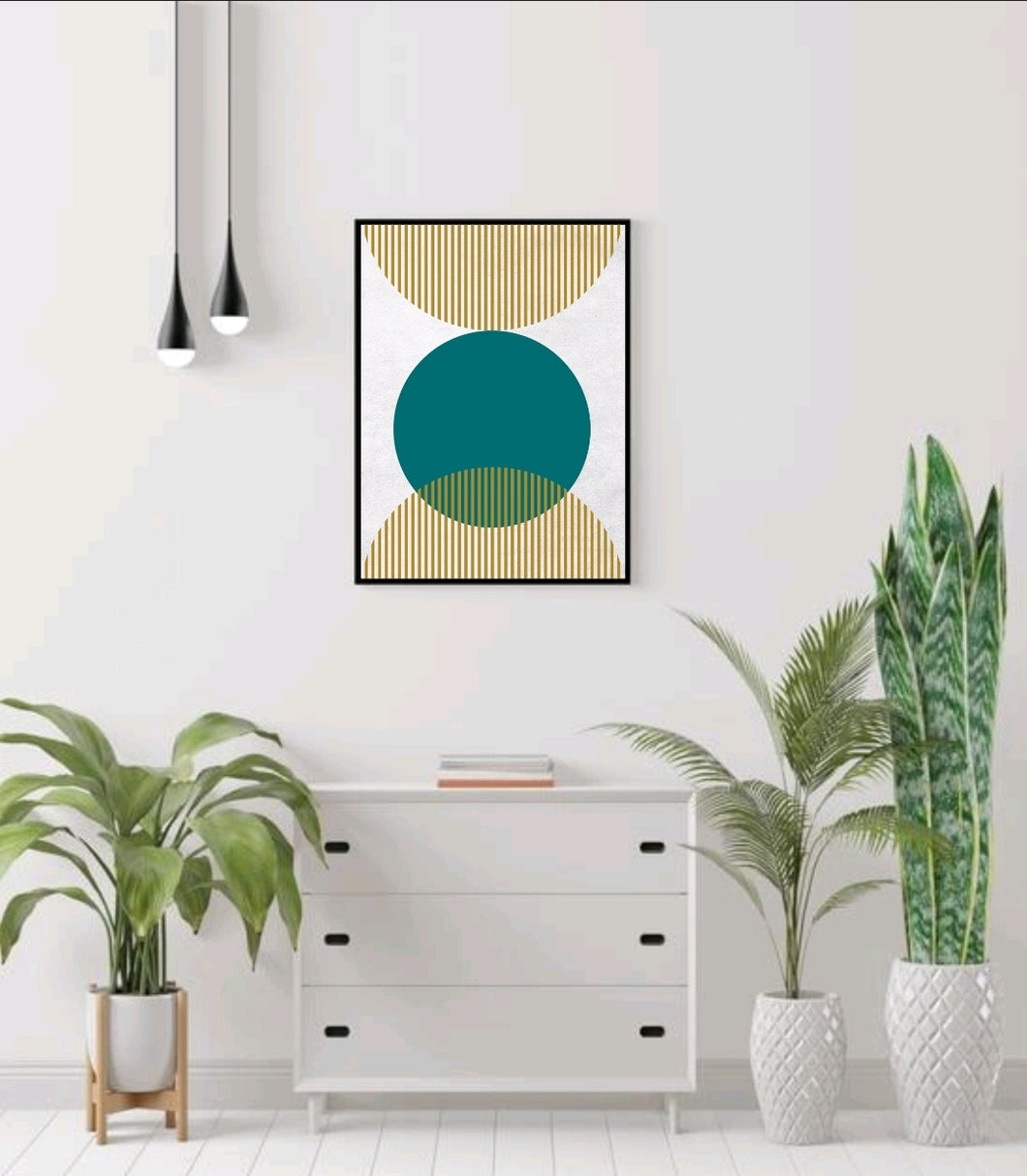 Teal Rays Wall Art - A3