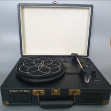 Load image into Gallery viewer, SoSo Retro Bluetooth Record Player - Black and Brass

