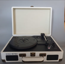 Load image into Gallery viewer, SoSo Retro Bluetooth Record Player - White and Brass
