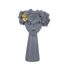 Load image into Gallery viewer, Floral Head Resin Vase - Grey
