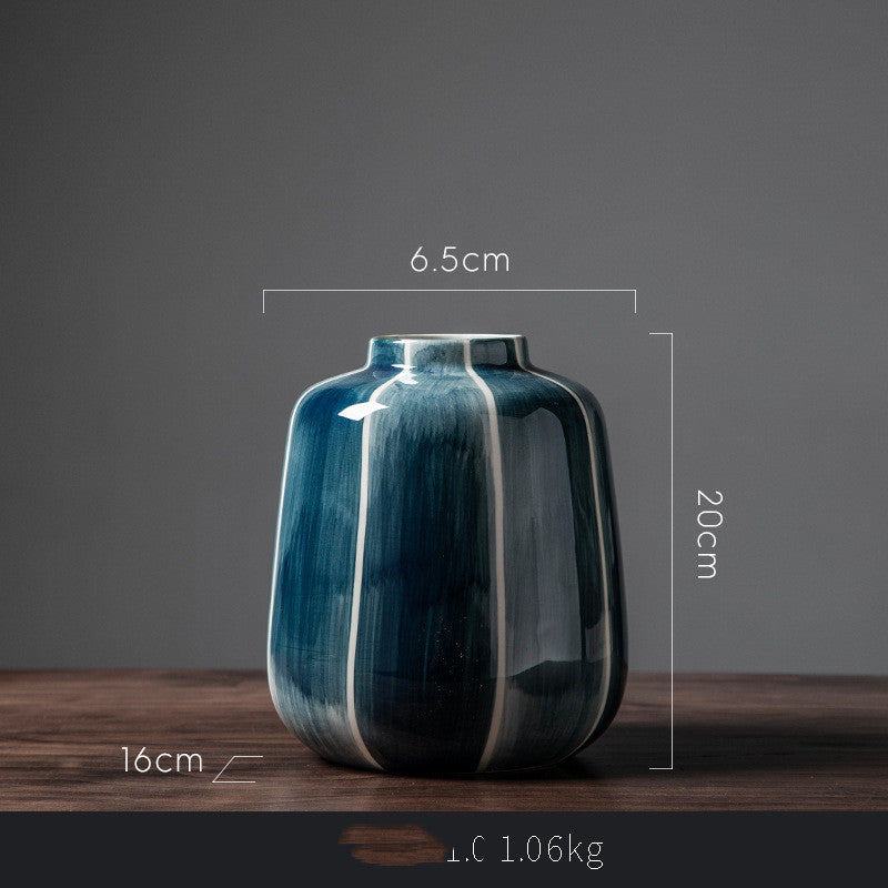 Wide Pin Stripe Ceramic Vase